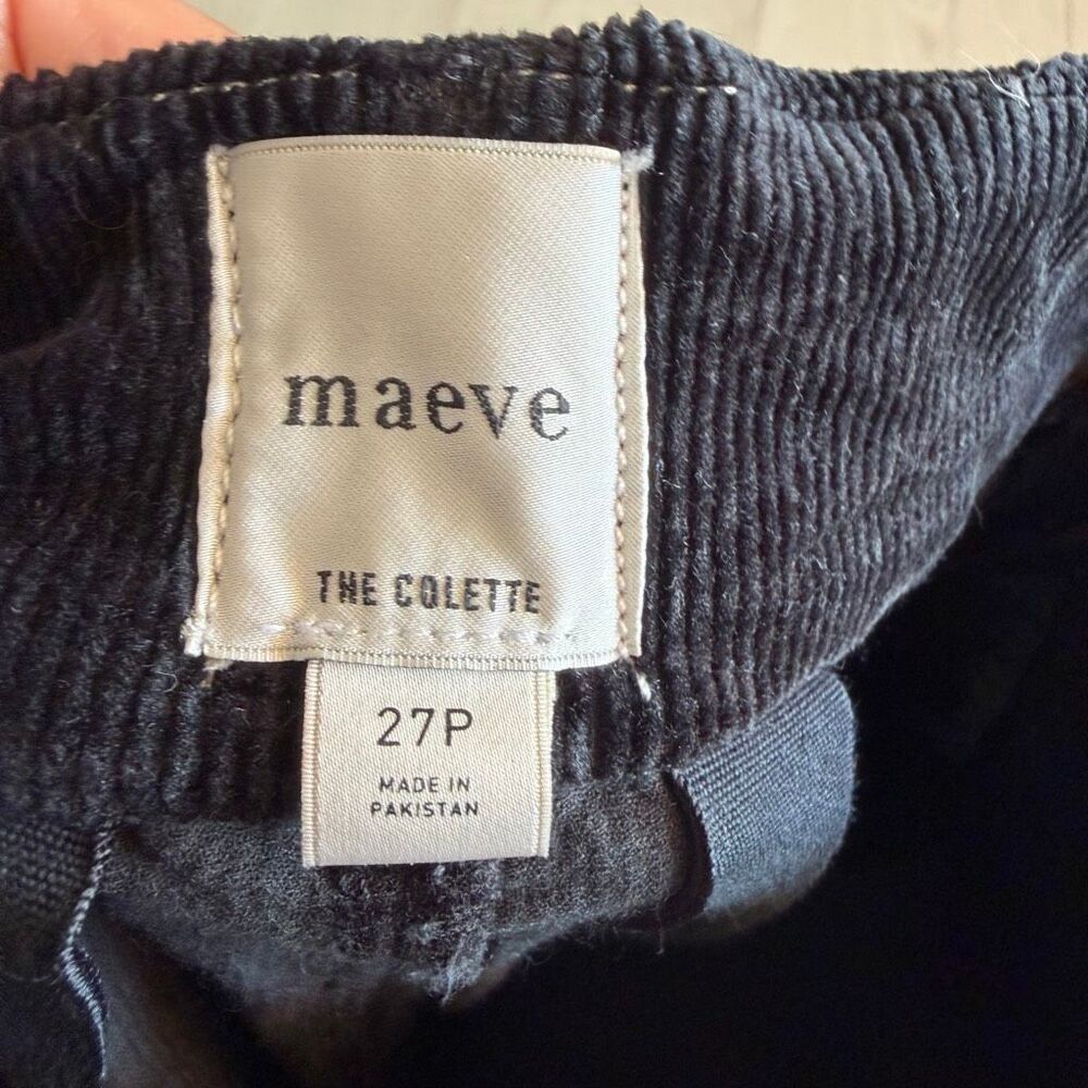 Maeve The Colette Cropped Wide-Leg Pants Plaid Corduroy Edition Black Size 27P - Picture 8 of 10